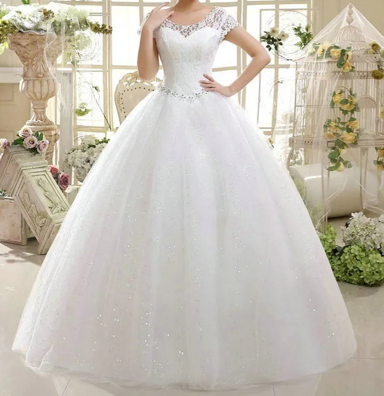 Vestidos De Noivas Com Mangas Curtas Vestido Princesa Emma