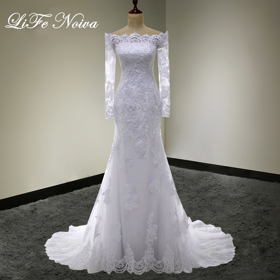 Vestido Sereia Vestido De Noiva Justo Com Manga Vestido Sereia