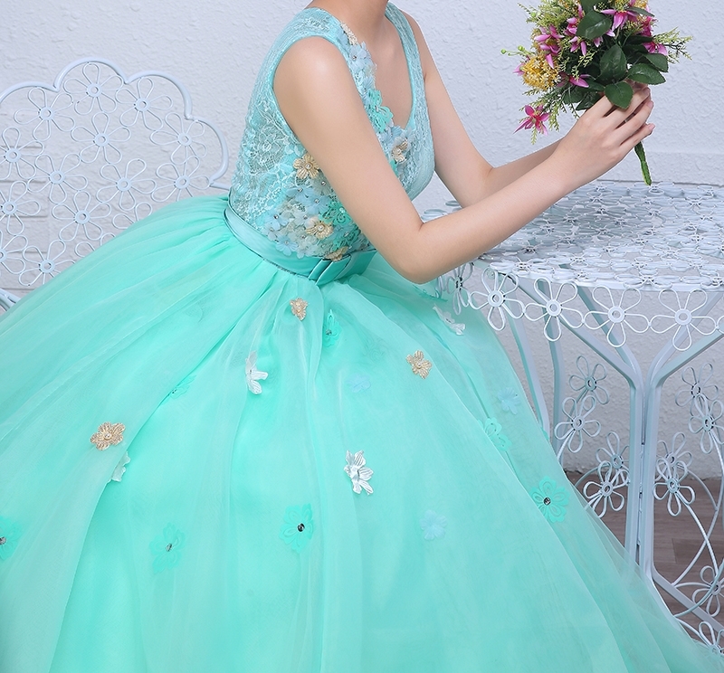 Rosa Festa De Quinze Anos Verde Agua Vestido Debutante Verde água