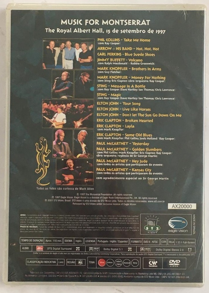 DVD MUSIC FOR MONTSERRAT 1997 Paul McCartney, Phil Collins, Eric
