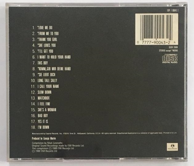 CD THE BEATLES 1988 Past Masters Volume One, Importado - LOJA DOS