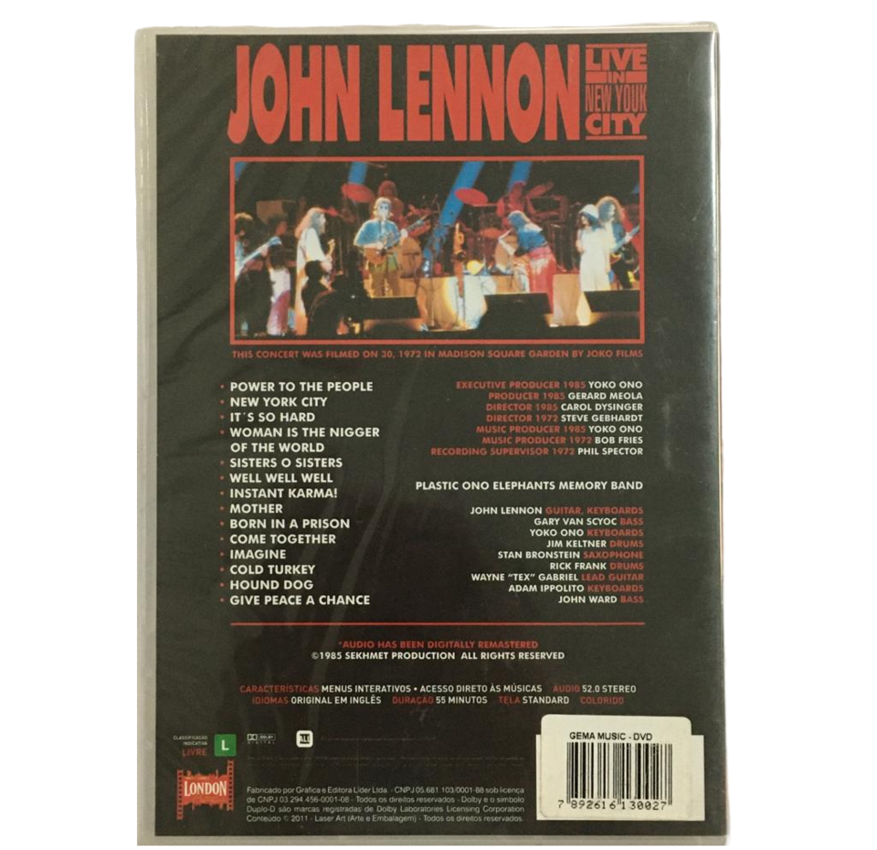 DVD JOHN LENNON & YOKO ONO Live In New York City 1972 - LOJA DOS
