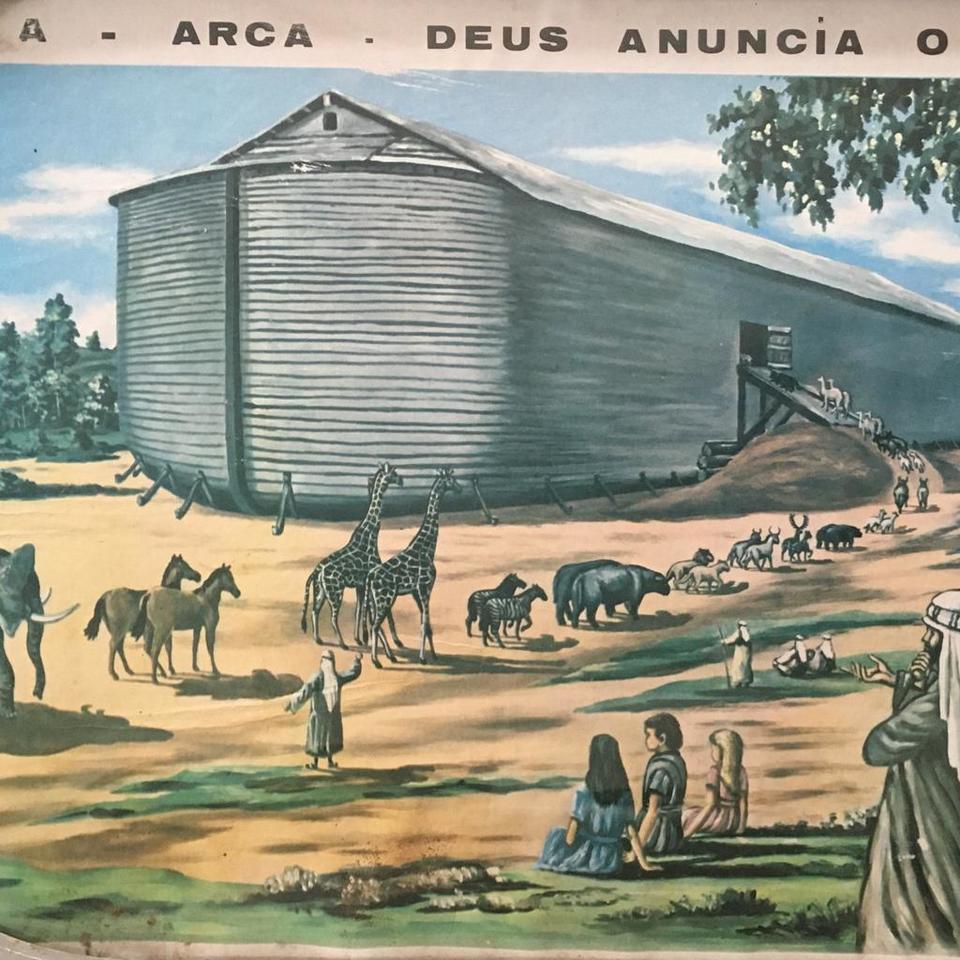 Quadro A ARCA - DEUS ANUNCIA O DILÚVIO Moldura de Madeira e Vidro Bombê ...