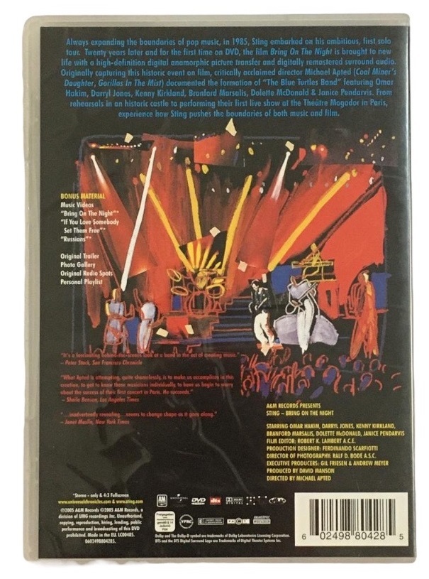 DVD STING Bring On The Night - Antiguidades CASA DO VELHO