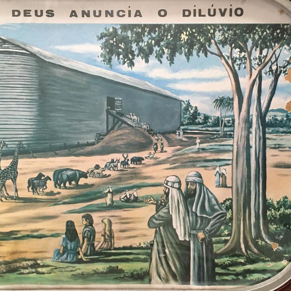 Quadro A ARCA - DEUS ANUNCIA O DILÚVIO Moldura de Madeira e Vidro Bombê ...