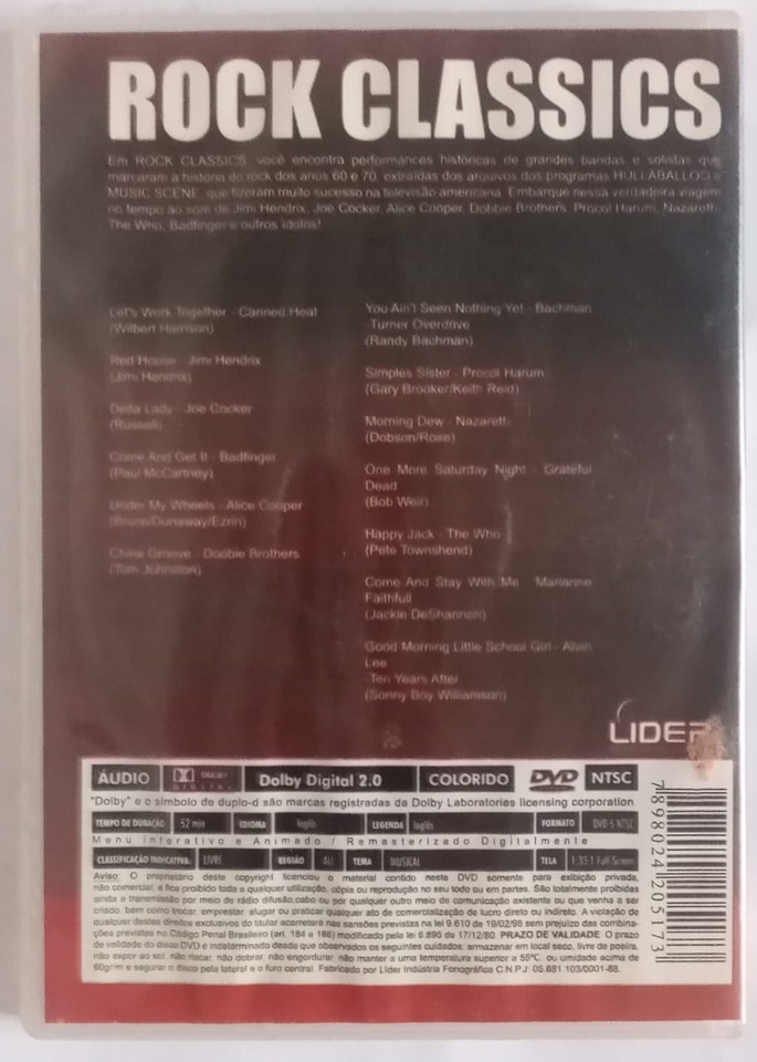 DVD ROCK CLASSICS Clássicos Em Perfomances Históricas