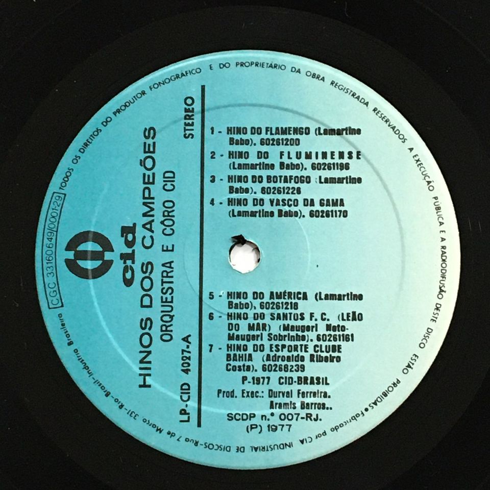 LP ORQUESTRA E CORO CID 1977 Hino Dos Campeões - Antiguidades CASA DO VELHO