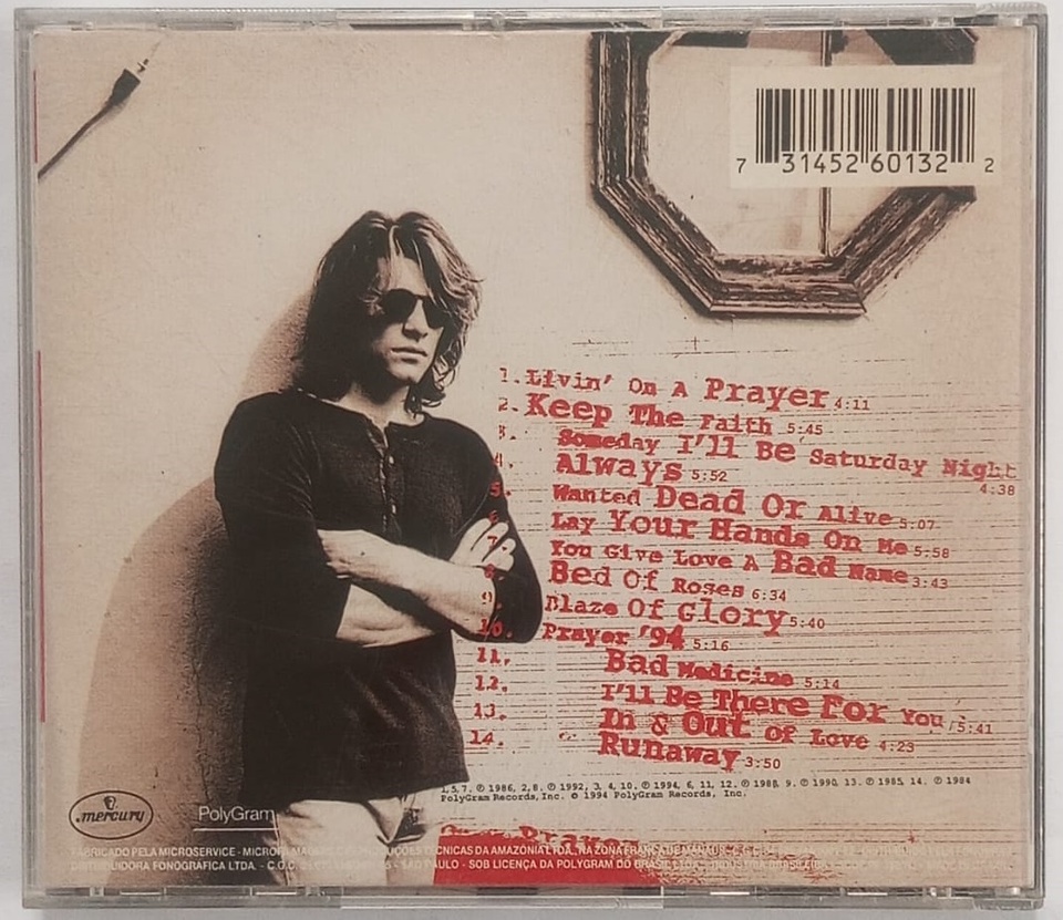 CD BON JOVI 1994 The Best Of Bon Jovi Cross Road - Banca do Rock